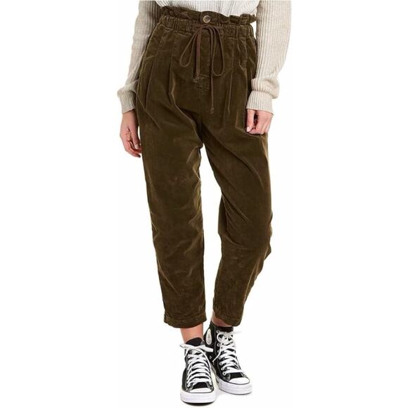 Free People Margate Dried Rosemary Green Corduroy Slouchy High Rise Pants XS - Picture 12 of 12